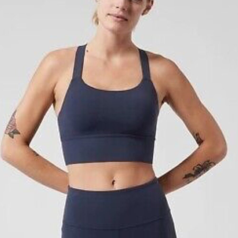Athleta Warrior Longline Bra in Navy Blue